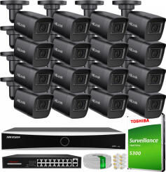 Zestaw do Monitoringu IP 4Mpx, 16 Kamer IPC-B141H-C BLACK, Rejestrator DS-7616NXI-K1, 16xPoE - HiLook by Hikvision | IPC-B141H-C BLACK(x16) NXI KIT