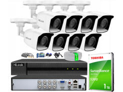 Zestaw do monitoringu TurboHD, 8 kamer 2Mpx, rejestrator 8ch - HiLook by Hikvision | TVICAM-B2M + DVR-8CH-5MP