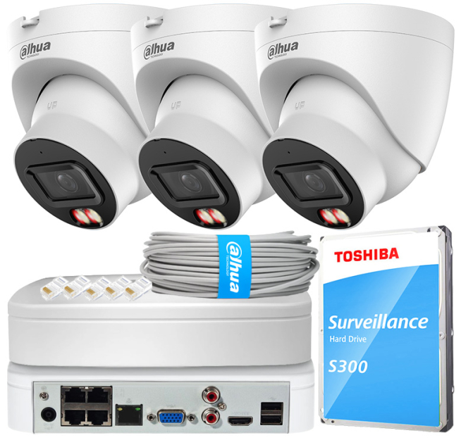 Zestaw do Monitoringu IP 12Mpx, 3 Kamery IPC-HDW21249T-S-IL-0280B, Dual Light, PoE - DAHUA | IPC-HDW21249T-S-IL-0280B(X3) POE KIT
