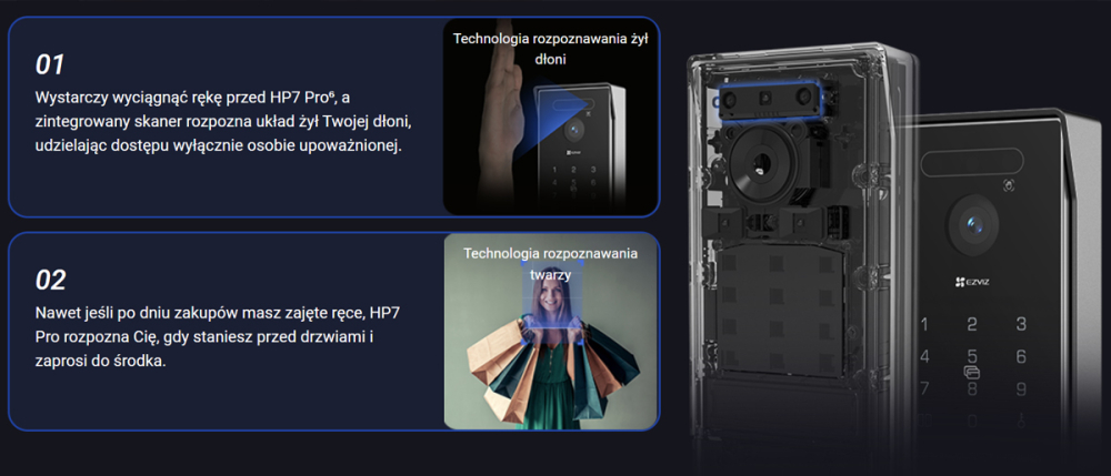 Otwieranie dłonią oraz rozpoznawaniem twarzy Otwieranie dłonią oraz rozpoznawaniem twarzy