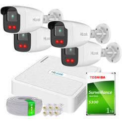 Zestaw do Monitoringu IP Full HD, 4 Kamery IPCAM-B2-50IR, IR50m, Rejestrator 4ch PoE - HiLook by Hikvision | 4x IPCAM-B2-50IR- + NVR-4CH-H/4P