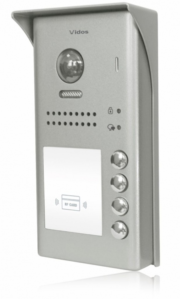 S1104A -  Panel bramowy DUO 4-rodzinny z kamerą i czytnikiem kart RFID 125kHz, natynkowy - Vidos