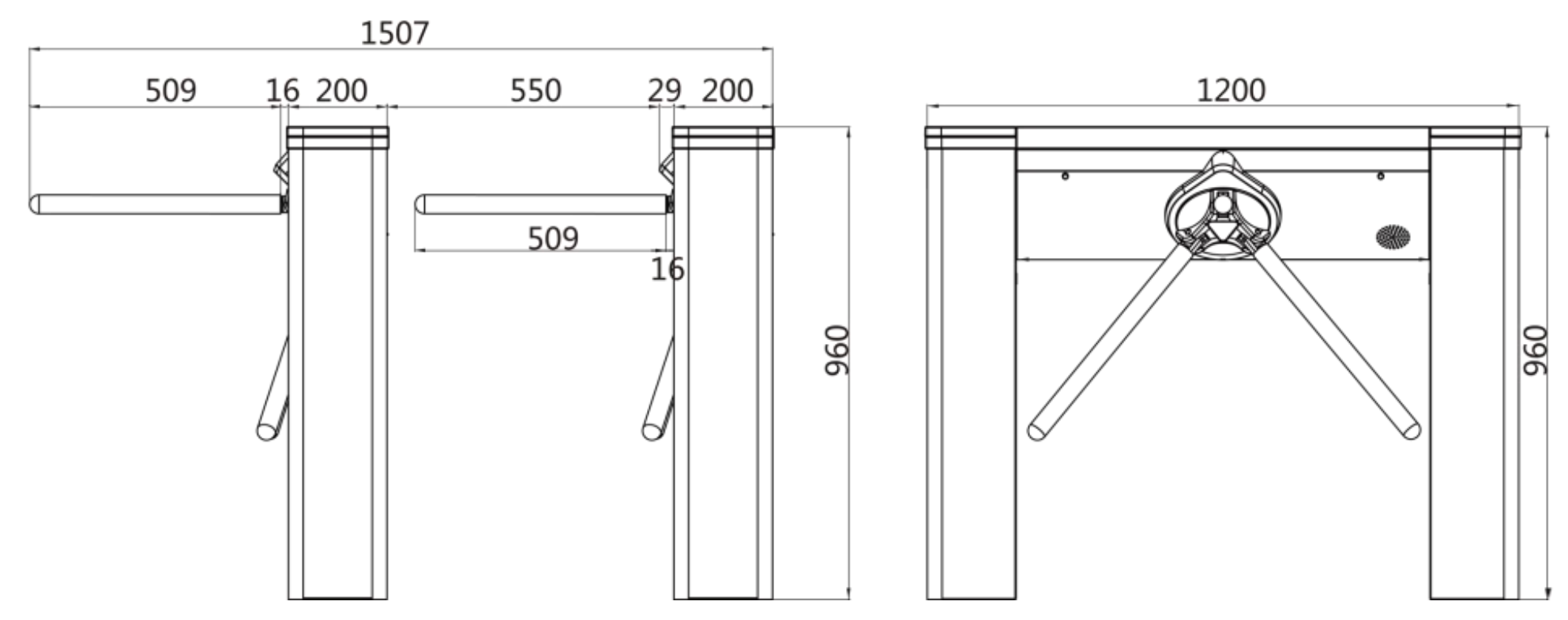 Wymiary urządzenia i sugerowane odległości Wymiary urządzenia i sugerowane odległości