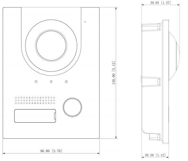 Wymiary wideodomofonu BSC-PAN1701S-S Wymiary panelu BSC-PAN1701S-S