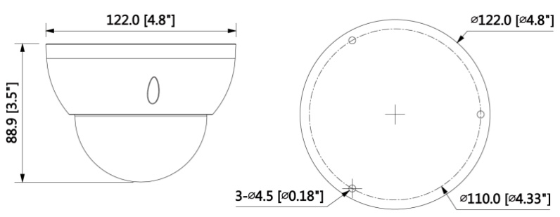 Wymiary kamery BCS-DMIP3201IR-V-IV