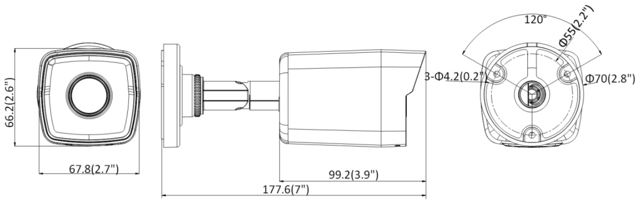 Wymiary kamery DS-2CD1043Gi-I