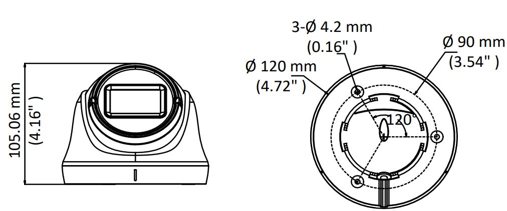Wymiary modelu HWT-T320-VF Hiwatch Wymiary kamery HWT-T320-VF