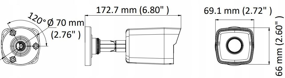 Wymiary kamery DS-2CD1043Gi-I